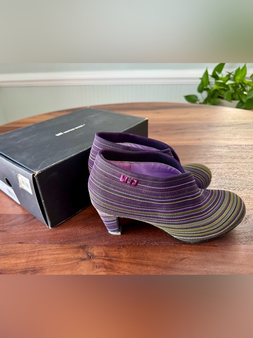 United Nude Shoes Olive Tree Stripe Un-Fold Mid Ankle Booties Size EU40 w/box